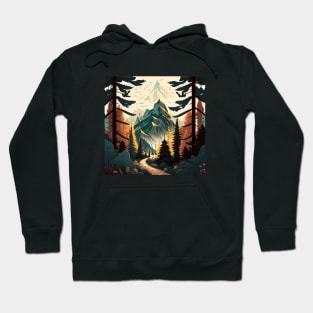 Hiking in Forest Minimal Design, Adventure Mountain Hoodie